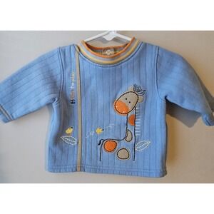 Baby Unisex Okie Dokie Blue Embroidered Giraffe Shirt 3–6 Months Long Sleeve